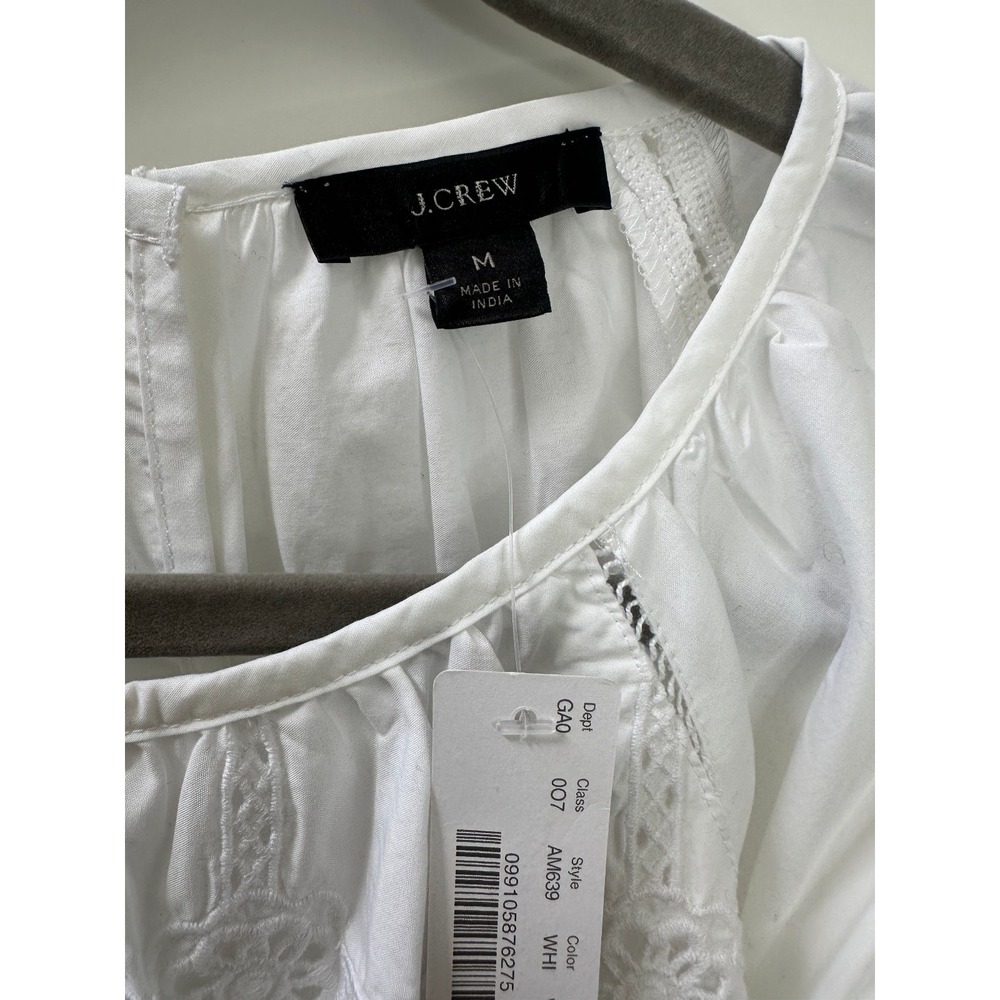 NWT J.Crew White Embroidered Floral Eyelet Blouse Puff Sleeve Top AM639 Medium - Picture 5 of 11